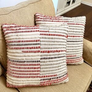 Crate & Barrel Woven Corded 20"x20" Square Throw Pillows